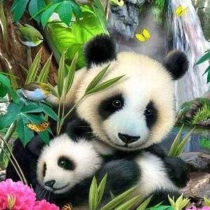 Kruissteek - Familie panda